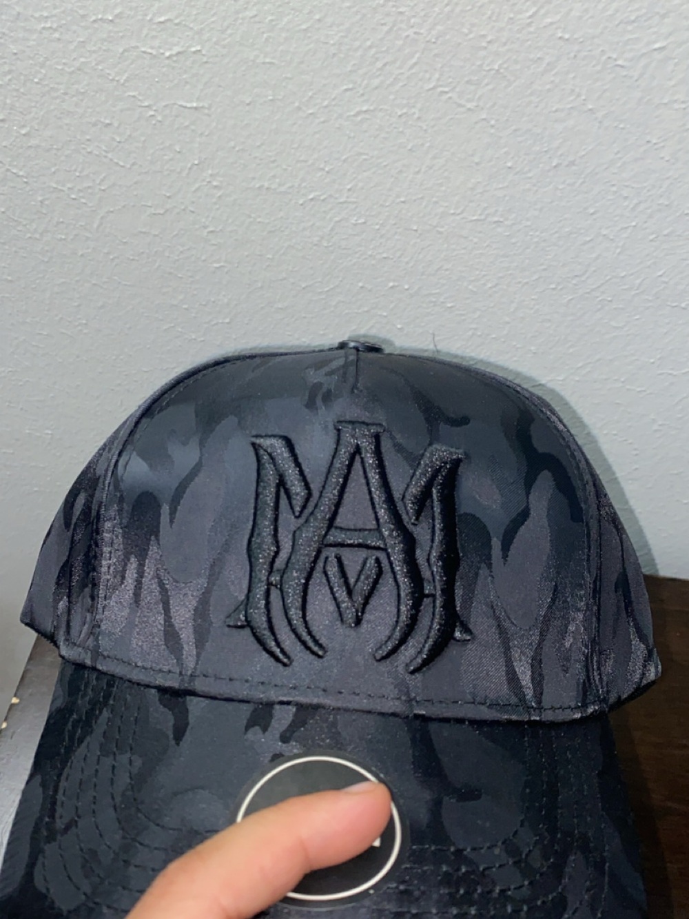 AMIRI Black Gray Camouflage Logo Baseball Cap